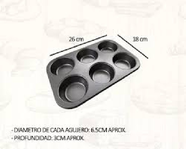 FUENTE MOLDE ANTIADHERENTE X 6 UNI