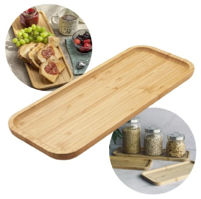 BANDEJA BAMBU RECTANGULAR 33X13X1.5 CM